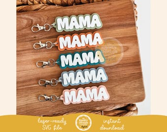 Mama Keychain Laser File, Mother's Day Keychain SVG, Mom Keychain Laser File, Keychain SVG File, Laser Engraving SVG, Commercial Use