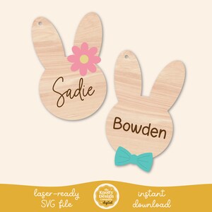 Easter Bunny Easter Basket Tag SVG, Easter Tag Laser File, Easter SVG, Easter Laser File, Easter Basket Tag SVG, Free Commercial Use