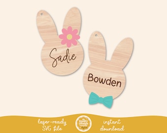 Etiqueta de cesta de Pascua de conejito de Pascua SVG, Archivo láser de etiqueta de Pascua, SVG de Pascua, Archivo láser de Pascua, Etiqueta de cesta de Pascua SVG, Uso comercial gratuito