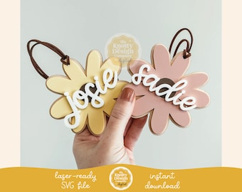 Daisy Easter Basket-tag SVG-bestand, Flower Easter-taglaserbestand, Pasen SVG, Easter-laserbestand, Easter Basket-tag SVG, gratis commercieel gebruik