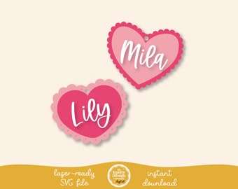 Scallop Heart Basket Tag Laser File, Valentine's Day SVG, Valentine's Day Laser File, Valentine SVG, Laser Cut File, Free Commercial Use