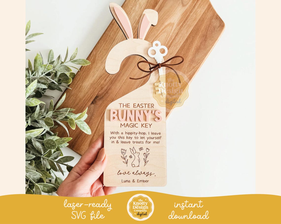 Easter Rabbit Key Svg Easter Bunny Door Hanger Laser SVG, Easter Bunny Key Door Sign SVG ...