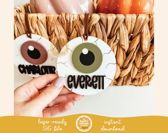 Eyeball Boo Basket Tag SVG File, Halloween Tag Laser File, Halloween SVG, Halloween Laser File, Boo Basket Tag SVG, Free Commercial Use