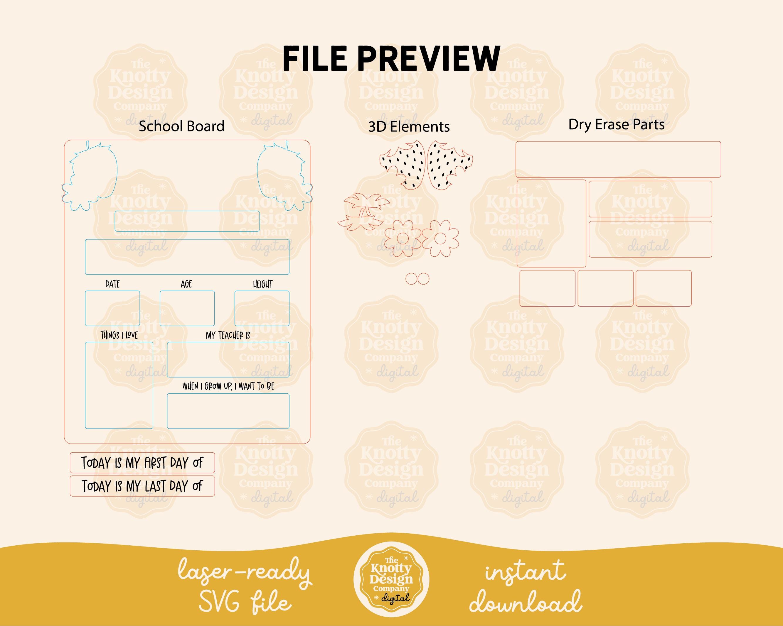 First Day of School Sign SVG, Strawberry School Board SVG, Back to ...