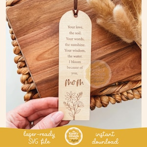 Mom Quote Bookmark SVG File, Mom Bookmark Laser File, Mother&#39;s Day Bookmark SVG File, Mother&#39;s Day Laser File, Bookmark SVG, Commercial Use