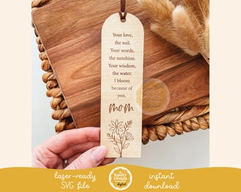 Marcador con cita de mamá (archivo SVG), marcapáginas láser (archivo SVG), marcapáginas para el Día de la Madre (archivo SVG), marcapáginas para uso comercial