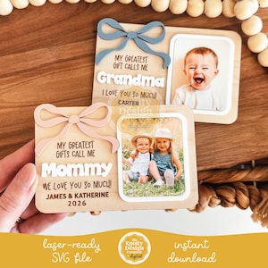 Marco de fotos magnético para el Día de la Madre SVG, marco de fotos magnético con lazo para el Día de la Madre SVG, archivo de imán SVG, archivo láser para el Día de la Madre, imán de fotos SVG