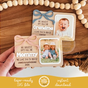 Cornice magnetica per foto della festa della mamma SVG, fiocco per foto della festa della mamma SVG, file svg per magnete, file laser per la festa della mamma, magnete per foto SVG
