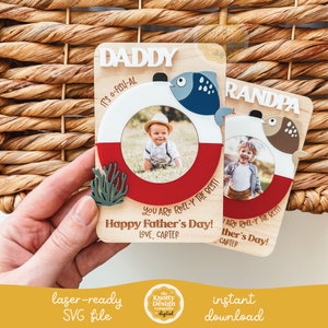 Aimant de cadre photo fête des pères SVG, aimant photo fête des pères SVG, fichier svg aimant, fichier laser fête des pères, aimant pêche SVG