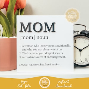 Mom Definition Sign SVG, Mom Quote Sign SVG, Mother's Day Sign SVG, Mom Sign SVG, Mother's Day Sign File, Darmowe wykorzystanie komercyjne