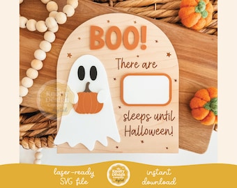 Letrero de cuenta regresiva de Halloween de borrado en seco SVG, Letrero de Halloween en archivo láser, Letrero de cuenta regresiva de Halloween en archivo láser, Letrero de Halloween en formato SVG