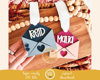 Etiqueta de carta de amor, etiqueta de San Valentín, archivo láser, etiqueta SVG, archivo láser, etiqueta de corazón acrílico, uso comercial