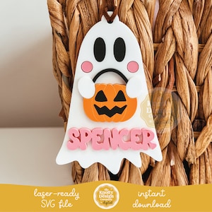 Ghost Boo Basket Tag SVG File, Halloween Tag Laser File, Halloween SVG, Halloween Laser File, Boo Basket Tag SVG, Free Commercial Use