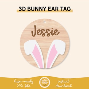 Bunny Ear Easter Basket Tag SVG File, Easter Tag Laser File, Easter SVG, Easter Laser File, Easter Basket Tag SVG, Free Commercial Use