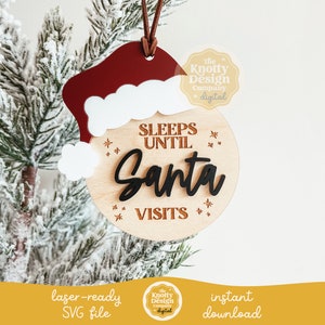 Christmas Countdown Ornament SVG, Days Until Christmas SVG, Christmas Ornament SVG Laser File, Engraved Ornament svg, Wood Ornament svg