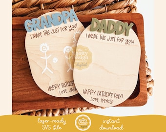 Imán SVG para dibujo infantil del Día del Padre, SVG del Día del Padre, archivo SVG para imán DIY, archivo láser del Día del Padre, letrero SVG del Día del Padre, uso comercial