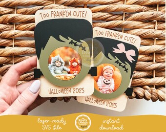 Halloween Picture Frame Magnet SVG, Frankenstein Photo Magnet SVG, Fall Magnet svg File, Halloween Laser File, Magnet SVG, Commercial Use