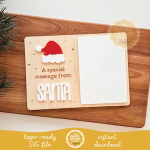 Placa de mensagem do Papai Noel SVG, Carta do Papai Noel SVG, Arquivo de placa de Natal a laser, Quadro de Papai Noel para apagar a seco svg, Arquivo de Natal a laser SVG, Uso comercial