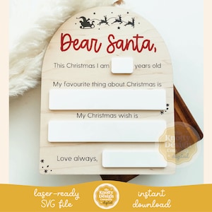 Dry Erase Santa Board Sign SVG, Santa Letter SVG, Christmas Sign Laser File, Santa Board Laser File, Christmas Laser SVG, Commercial Use