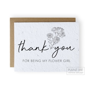 Carte de mariage Plantable Flower Girl « Merci d’être ma Flower Girl »