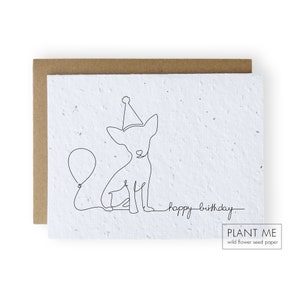 Carte d’anniversaire Plantable Chihuahua Line Art