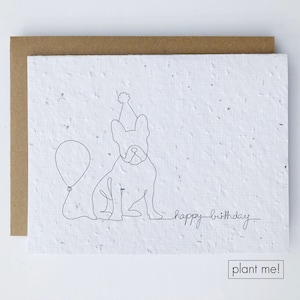 Carte d’anniversaire Plantable Français Bulldog Line Art