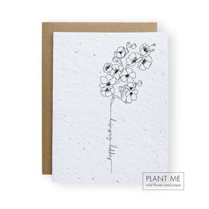 Carte d’anniversaire Plantable Cherry Blossom Line Art