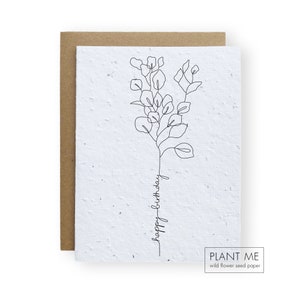 Carte d’anniversaire Plantable Eucalyptus Line Art