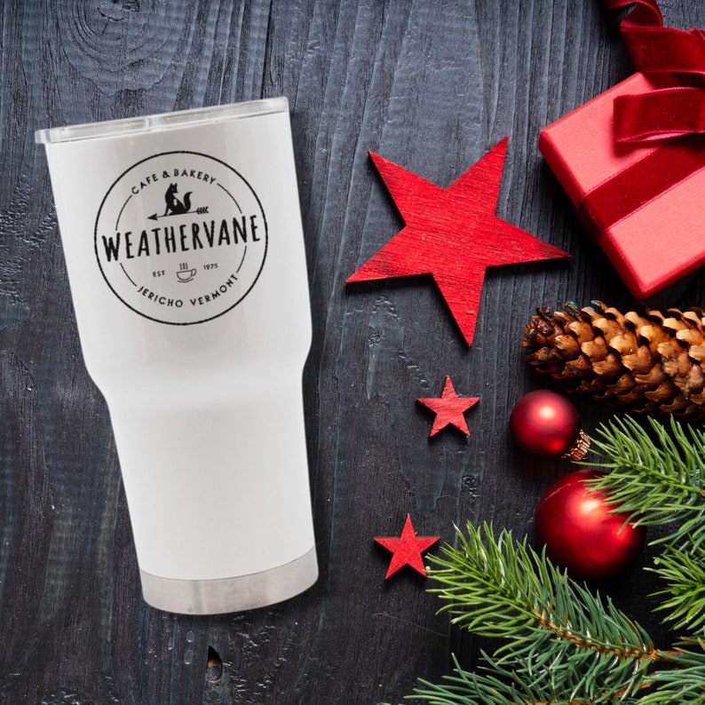 Weathervane Cafe and Bakery Jericho Vermont Nevermore Travel Stainless Steel Tumbler Wednesday