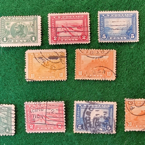 Vintage 1915 Stamps commemorating the Panama Canal