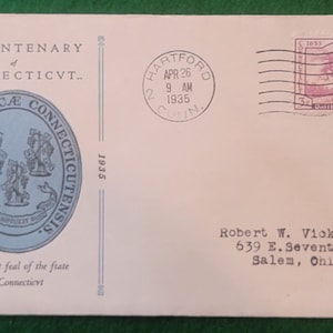 Vintage 1935 First Day Cover - Connecticut