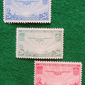 Vintage 1935-37 Mint US Airmail Stamps