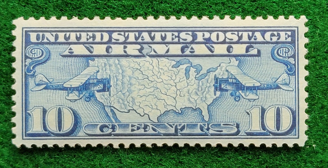 Vintage US Airmail Map Stamps Etsy