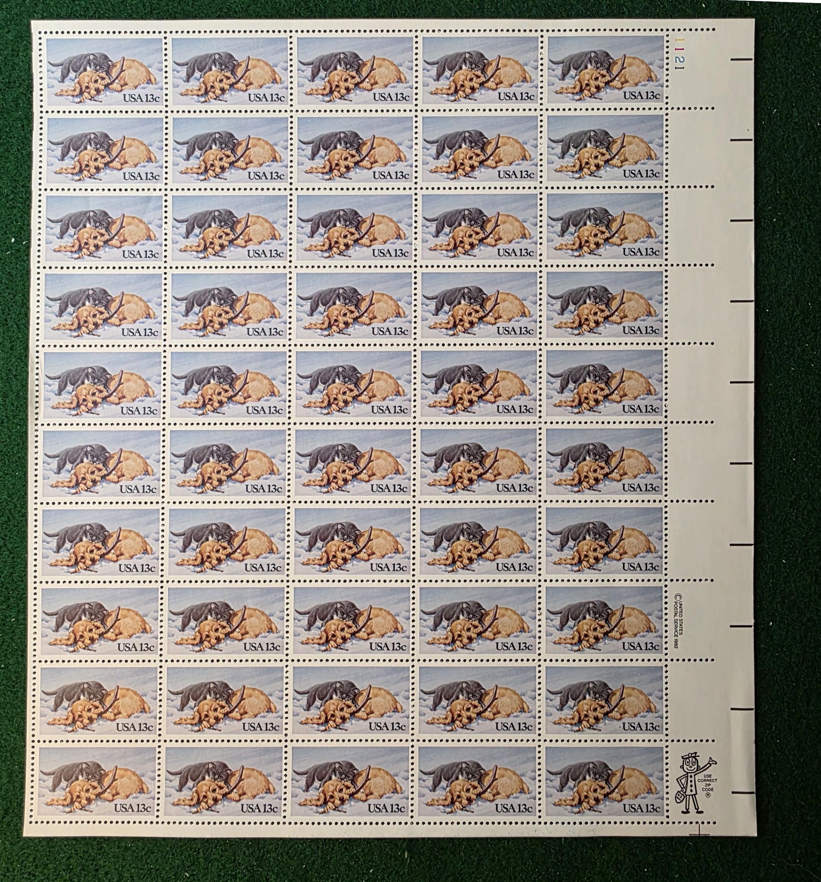 Vintage Full Sheet 1982 Post Card Holiday Stamps - Etsy