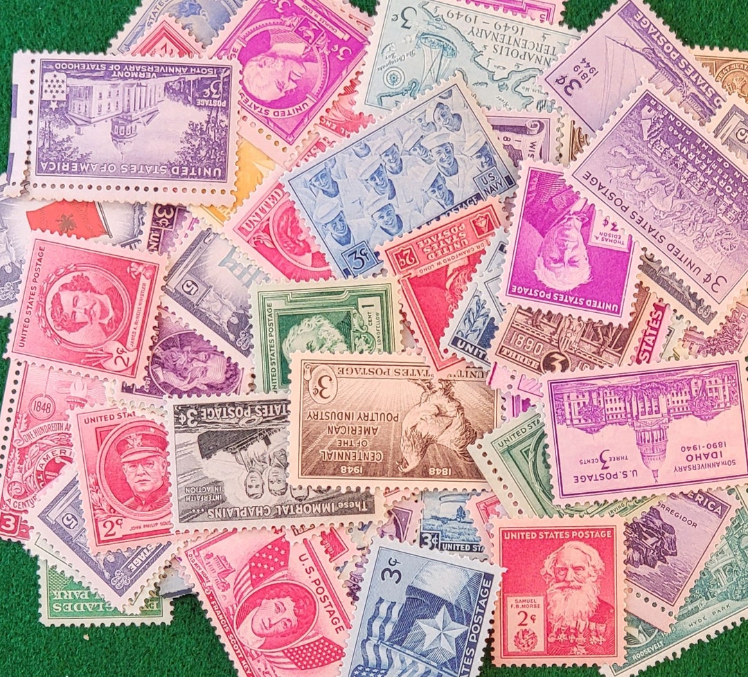 50 Different US Mint Stamps From the 1940's Etsy