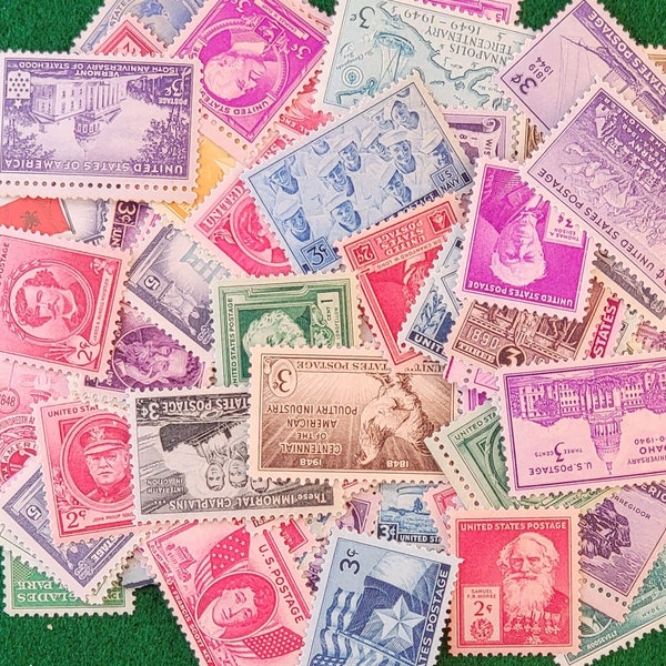 50 different US Mint Stamps from the 1940's