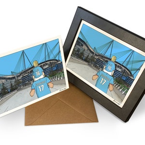 Cartão do Manchester City - Impressão personalizada do Etihad Stadium perfeita para os fãs do City - Cartão de aniversário, Dia dos Pais, PS-MCI