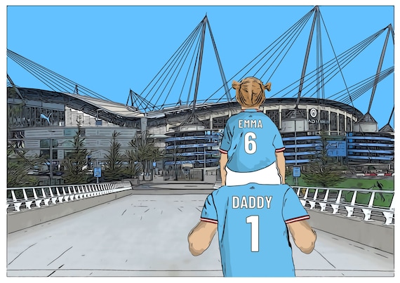 Manchester City gifts, personalised Etihad stadium print perfect for City fans