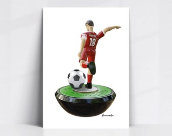 Football Soccer Player Personalised Gift, Boys Male Football Art Print, Subbuteo Style