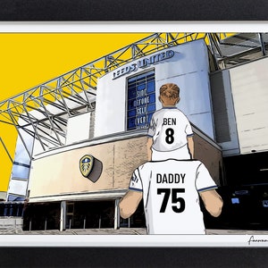Cadeaus Leeds United FC: gepersonaliseerde Elland Road Stadium-print, perfect voor Leeds United-fans, PS-LEE