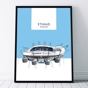 Manchester City Poster, Print, Wall Art of the Etihad Stadium
