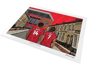 Personalised Liverpool Print, Anfield, Custom Names, A4 & A3, Framed Options