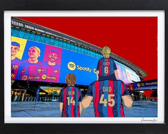 Personalised Barcelona Gift, Spotify Camp Nou Stadium Print, PS-FCB