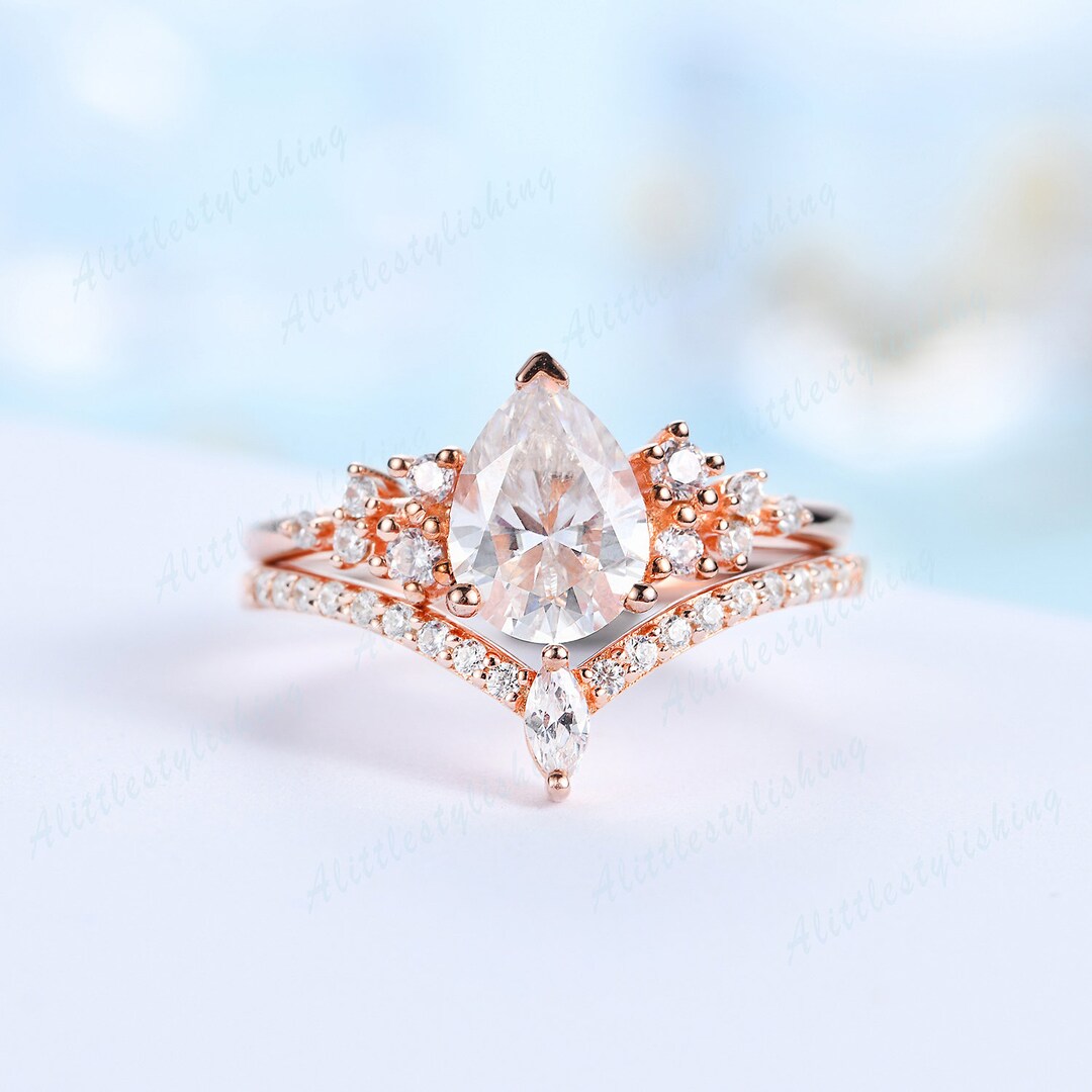 Moissanite Promise Rings for Woman Moissanite Wedding Ring Set Rose