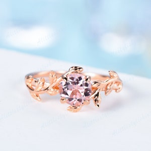 Vintage Pink Morganite Engagement Ring Unique Rose Gold - Etsy