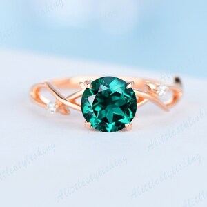 Vintage emerald engagement ring vine ring emerald ring for woman bridal wedding ring anniversary gift may birthstone