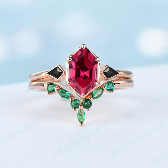 Black onyx and ruby ring deals