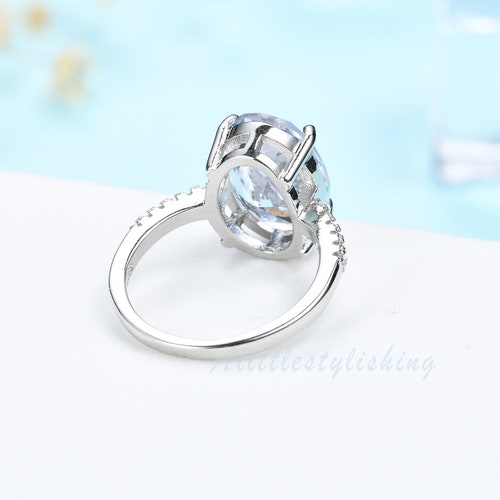 10x14mm Oval Diamond shops Simulant Engagement Ring, Sterling Silver solitaire Engagement Ring, CZ Diamond Pave Band for Woman, Minimalist Ring