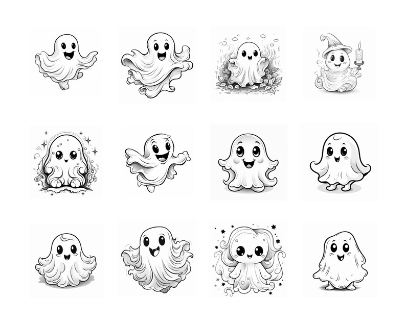 120 Procreate Cute Ghost Stamps, Cute Ghost Stamps for Procreate, Ghost ...