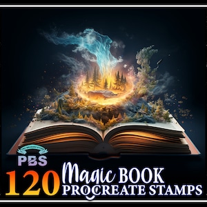 120 Magic Book Procreate Stamps: Mythical Designs (Digital Download)